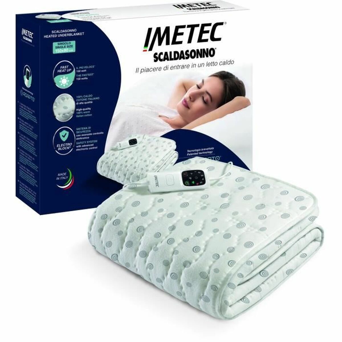 Cobertor Elétrico IMETEC 16630 Branco/Cinzento